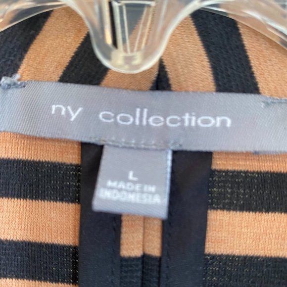 NY Collection Brown & Black Striped Open Sweater Jacket NWOT Women's Size Large - Picture 4 of 10